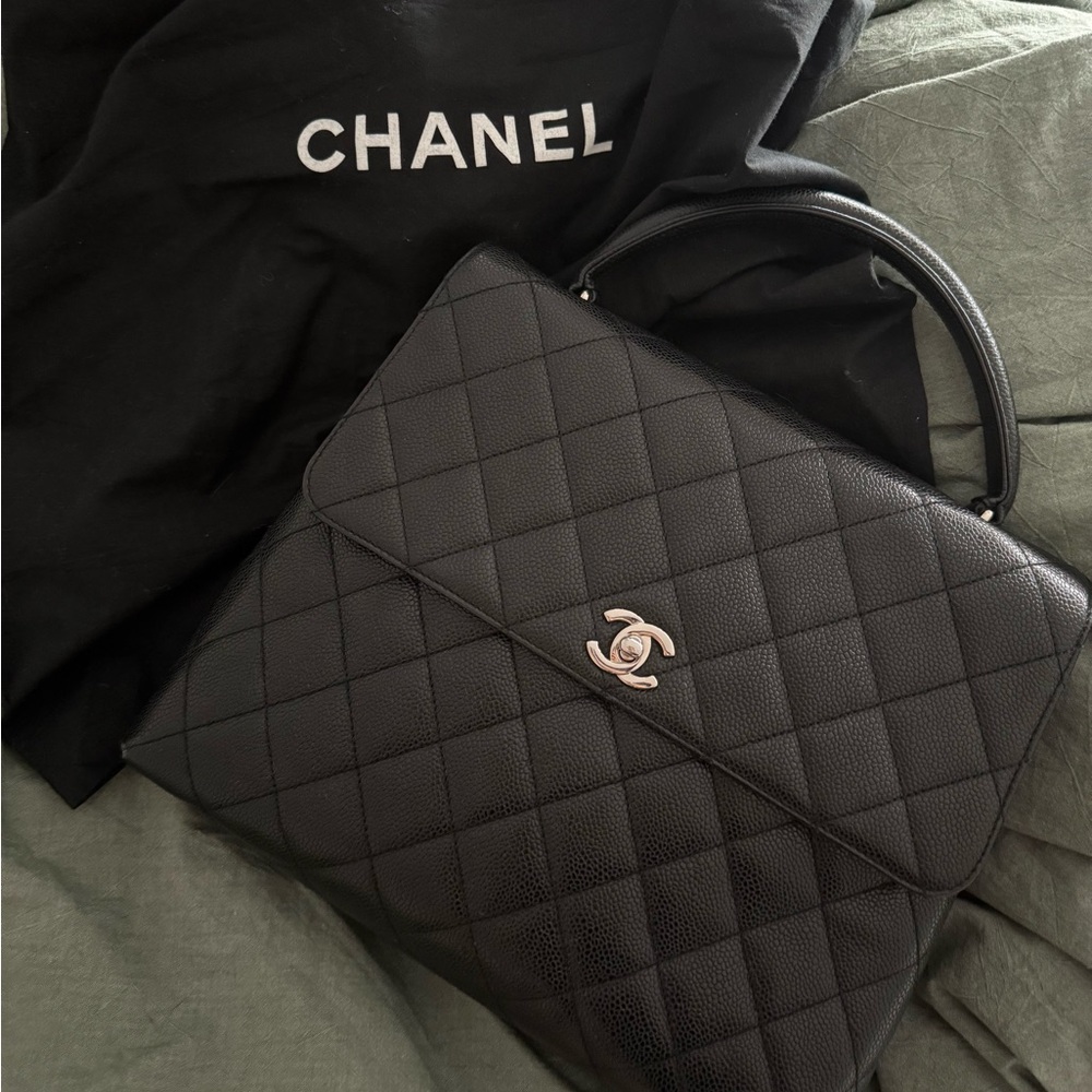 Chanel Black Silver CC Caviar Kelly Top Handle Bag - Picture 2 of 15